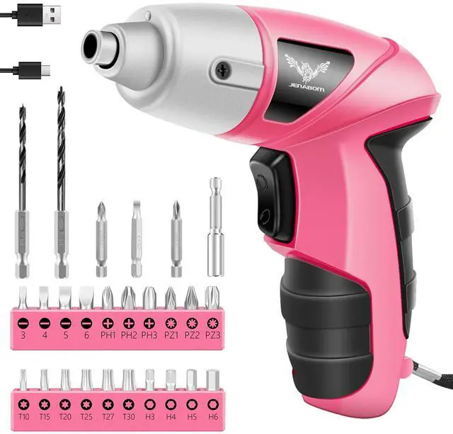 Main image of Cordless Electric Screwdriver, 3.6V Rechargeable Power Screwdriver with 26pcs Driver Bit, Ideal for Small Projects, Home DIY&Women, Pink
