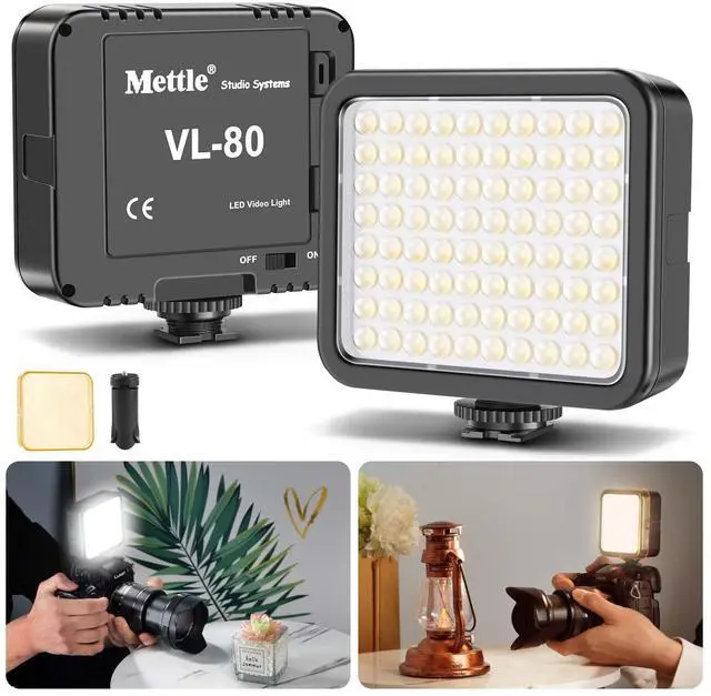 Main image of VL80 LED Video Light Kit Portable Continuous on Camera Photography Lighting Ultra Bright with Mini Tripod & Color Filters for Streaming Video Conferencing Gaming TikTok Vlogging