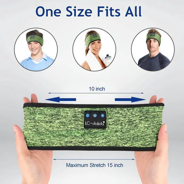 Alt view image 5 of 7 - Sleep Headphones Wireless Bluetooth Headband Headphones for Sleeping Music Band Cozy Sleep Mask with Thin HD Stereo Speakers Perfect for Side Sleepers(Olive)