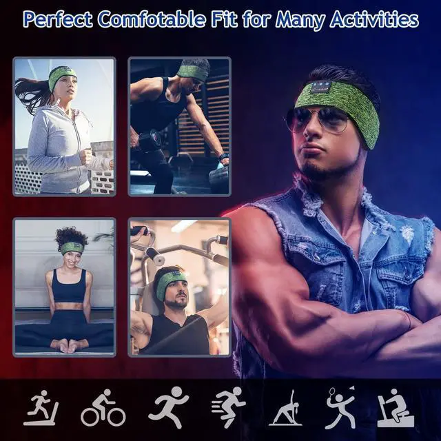 Alt view image 4 of 7 - Sleep Headphones Wireless Bluetooth Headband Headphones for Sleeping Music Band Cozy Sleep Mask with Thin HD Stereo Speakers Perfect for Side Sleepers(Olive)