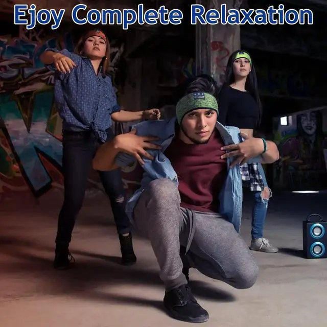 Alt view image 6 of 7 - Sleep Headphones Wireless Bluetooth Headband Headphones for Sleeping Music Band Cozy Sleep Mask with Thin HD Stereo Speakers Perfect for Side Sleepers(Olive)