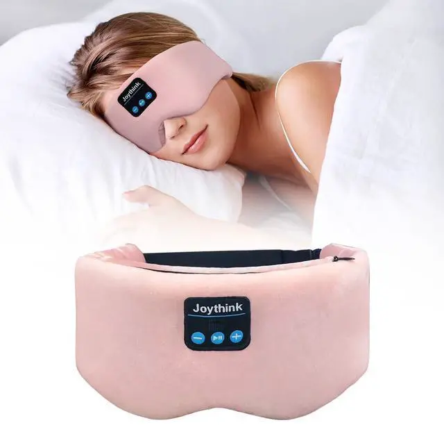 Main image of Weighted Eye Masks Bluetooth Sleep Mask Headphones Silk Wireless Bluetooth Headband for Side Sleepers Blackout for Airplane Travel Men Women Pink