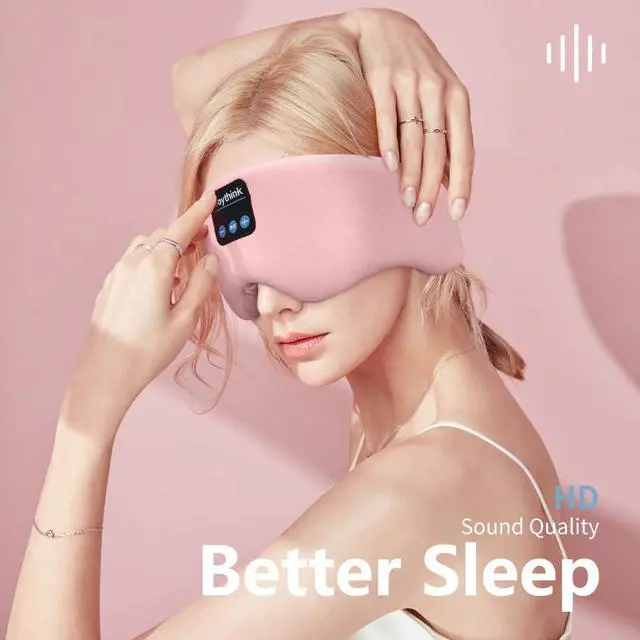Alt view image 4 of 7 - Weighted Eye Masks Bluetooth Sleep Mask Headphones Silk Wireless Bluetooth Headband for Side Sleepers Blackout for Airplane Travel Men Women Pink
