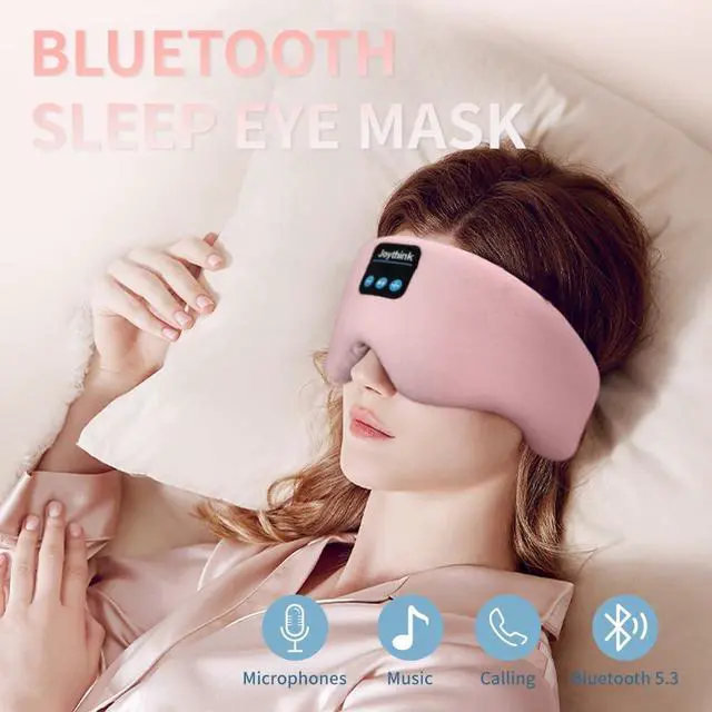 Alt view image 6 of 7 - Weighted Eye Masks Bluetooth Sleep Mask Headphones Silk Wireless Bluetooth Headband for Side Sleepers Blackout for Airplane Travel Men Women Pink