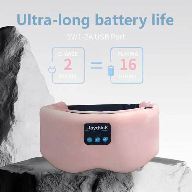 Alt view image 7 of 7 - Weighted Eye Masks Bluetooth Sleep Mask Headphones Silk Wireless Bluetooth Headband for Side Sleepers Blackout for Airplane Travel Men Women Pink