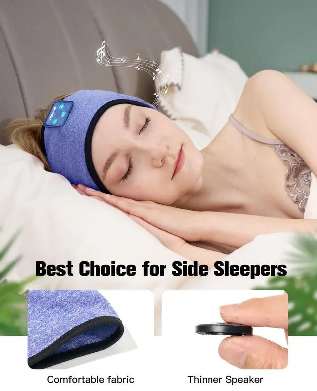 Alt view image 2 of 7 - Sleep Headphones, Bluetooth 5.4 Headband for Men Women, Ultra Soft Sleeping Headphones Wireless Music Headband Headphones for Yoga Sports Side Sleep Christmas Birthday Cool Tech Gadgets Gifts