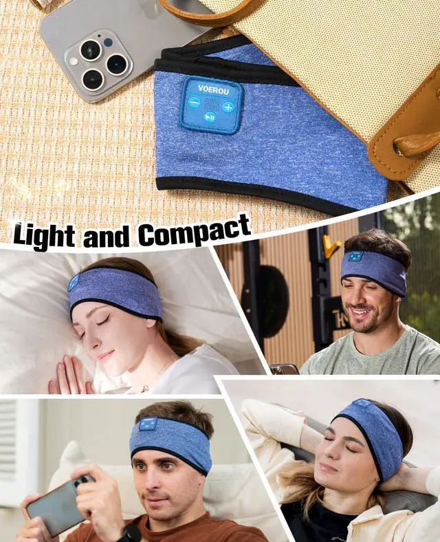 Alt view image 5 of 7 - Sleep Headphones, Bluetooth 5.4 Headband for Men Women, Ultra Soft Sleeping Headphones Wireless Music Headband Headphones for Yoga Sports Side Sleep Christmas Birthday Cool Tech Gadgets Gifts