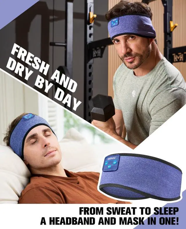 Alt view image 3 of 7 - Sleep Headphones, Bluetooth 5.4 Headband for Men Women, Ultra Soft Sleeping Headphones Wireless Music Headband Headphones for Yoga Sports Side Sleep Christmas Birthday Cool Tech Gadgets Gifts