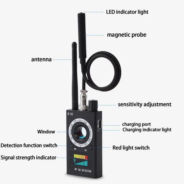 Alt view image 6 of 7 - Hidden Camera Detectors, Listening Device Detector, GPS Detector, Anti-Spy Detector, Bug Detector Electronic Sweeper, RF Signal Detector, 10 Levels Sensitivity 5 Modes, 48H Working Time