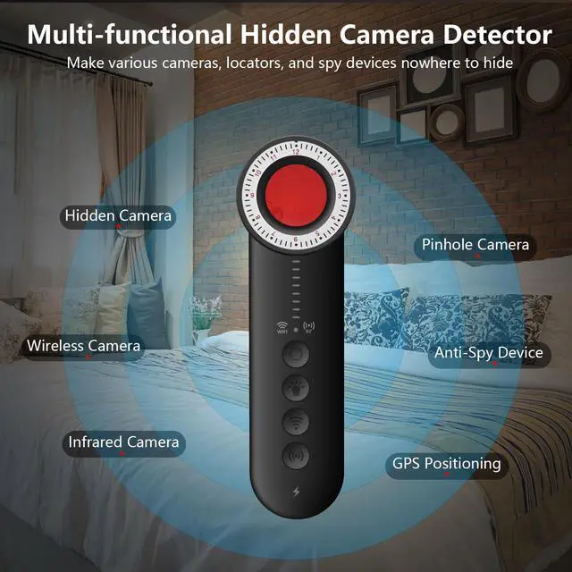 Alt view image 2 of 7 - 2025 Latest Upgraded Version Hidden Camera Detectors, 5 Levels Sensitivity Camera Detector Spy Camera Finder, Hidden Bug and Camera Detector, GPS Tracker Detector for Car, Home, Travel, Hotel, Office