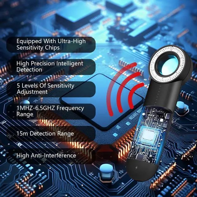 Alt view image 4 of 7 - 2025 Latest Upgraded Version Hidden Camera Detectors, 5 Levels Sensitivity Camera Detector Spy Camera Finder, Hidden Bug and Camera Detector, GPS Tracker Detector for Car, Home, Travel, Hotel, Office