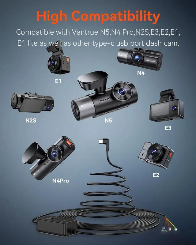 Alt view image 3 of 6 - USB-C Display Hardwire Kit with 3-Stage, Acc Cable for Dashcam, 11.6/23.6V, 12/24V, 12.4/24.4V to 5V, Fuse Holder with Low Voltage Protection, 24-Hour Parking Mode