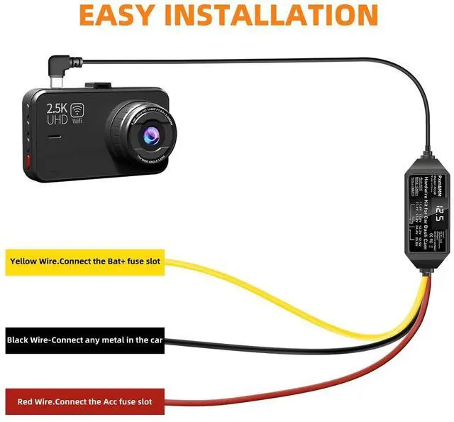 Alt view image 2 of 7 - Dash Cam Hardwire Kit USB C with Acc Detection, 12V-24V to 5V/3A Adapter Power Cable with Voltage Display, 4-Level Low Voltage Protection for Dash Camera 24/7 Parking Mode & Continuous Recording