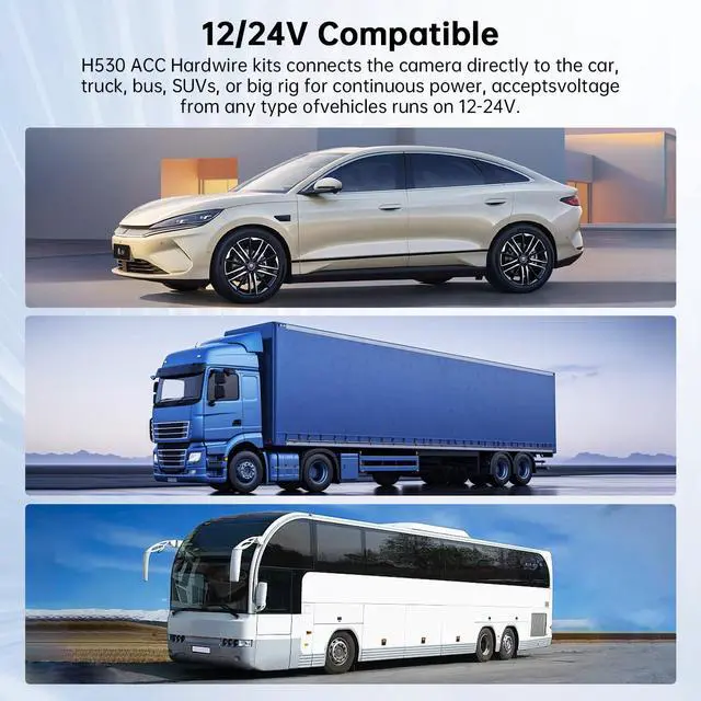 Alt view image 6 of 7 - Dash Cam Hardwire Kit USB C with Acc Detection, 12V-24V to 5V/3A Adapter Power Cable with Voltage Display, 4-Level Low Voltage Protection for Dash Camera 24/7 Parking Mode & Continuous Recording