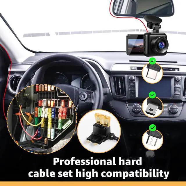 Alt view image 6 of 7 - 3-in-1 Hard Wire Kit USB-C & Micro/Mini USB Hardwire Kit for Dash Cams 12V-24V to 5V Car Dash Camera Power Cord with Low Voltage Protect ion, 13FT Extended Cable for Dash Camera, GPS, Radar Detector
