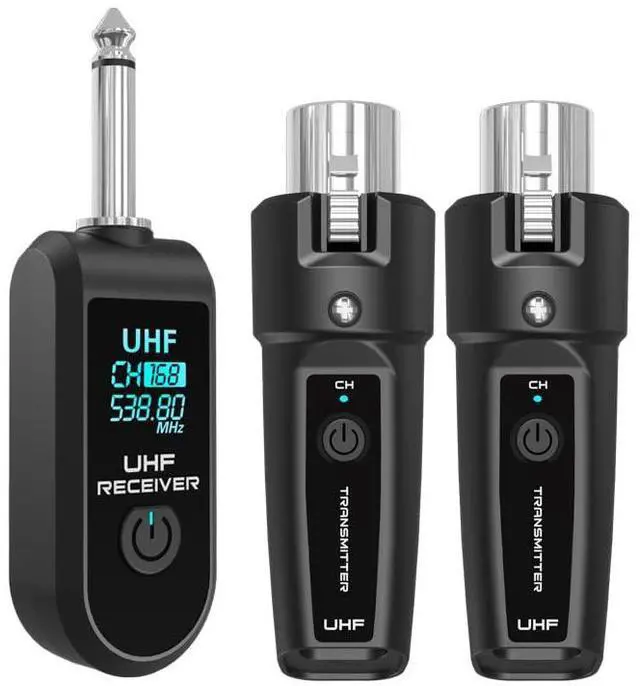 Main image of Upgrade 2.4GHZ Wireless XLR Transmitter and Receiver, Built-in Rechargeable Lithium Battery for Dynamic Microphone,Audio Mixer,Electric Guitar Bass (1 Receive + 2transmit)