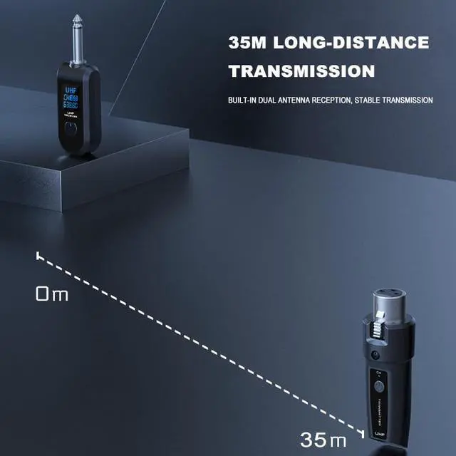 Alt view image 5 of 7 - Upgrade 2.4GHZ Wireless XLR Transmitter and Receiver, Built-in Rechargeable Lithium Battery for Dynamic Microphone,Audio Mixer,Electric Guitar Bass (1 Receive + 2transmit)