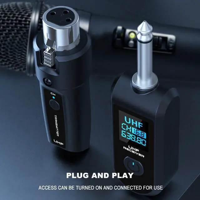 Alt view image 7 of 7 - Upgrade 2.4GHZ Wireless XLR Transmitter and Receiver, Built-in Rechargeable Lithium Battery for Dynamic Microphone,Audio Mixer,Electric Guitar Bass (1 Receive + 2transmit)