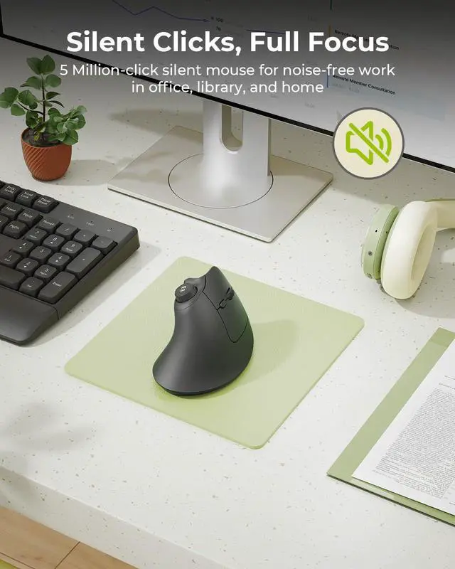 Alt view image 7 of 7 - MOU-302 Wireless Bluetooth Ergonomic Vertical Mouse with Volume Knob
