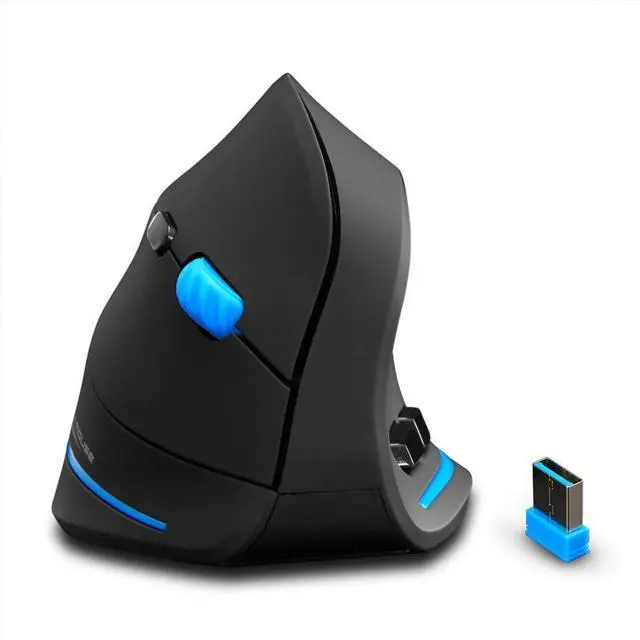 Main image of Vertical Wireless Mouse,2.4G USB Optical Ergonomic Mice with 3 Adjustable DPI 1000/1600/2400 and 6 Buttons for Laptop, PC, Computer, Desktop, Black