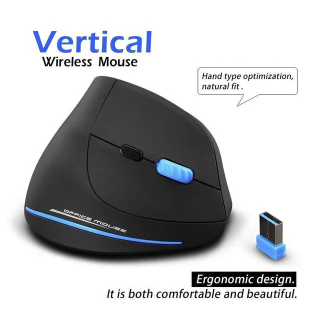 Alt view image 6 of 7 - Vertical Wireless Mouse,2.4G USB Optical Ergonomic Mice with 3 Adjustable DPI 1000/1600/2400 and 6 Buttons for Laptop, PC, Computer, Desktop, Black