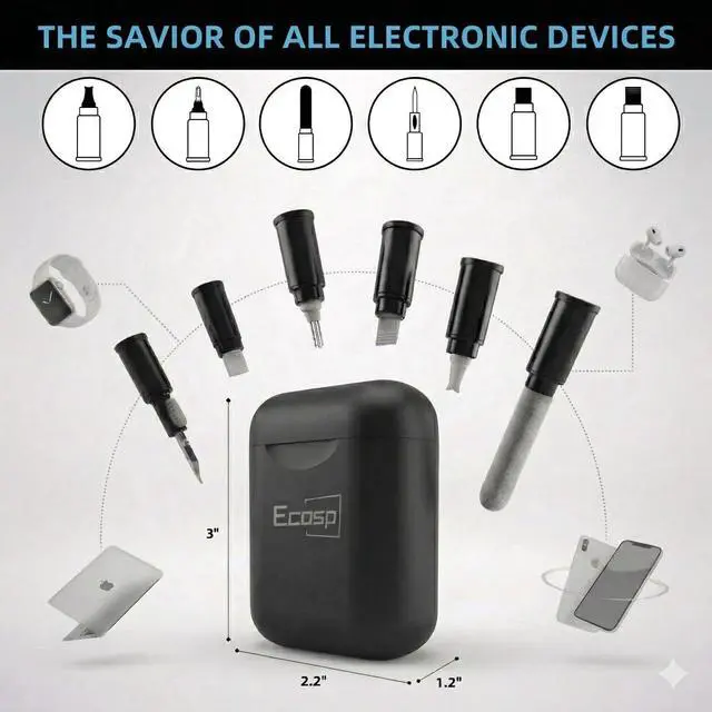 Alt view image 2 of 7 - Cleaner Kit for AirPod,Multi-Tool iPhone Cleaning Kit,Cell Phone Cleaning Repair & Recovery for iPhone & iPad(Type C)Charging Port,Lightning Cables&Connectors,Easy to Store & Carry Design,Black