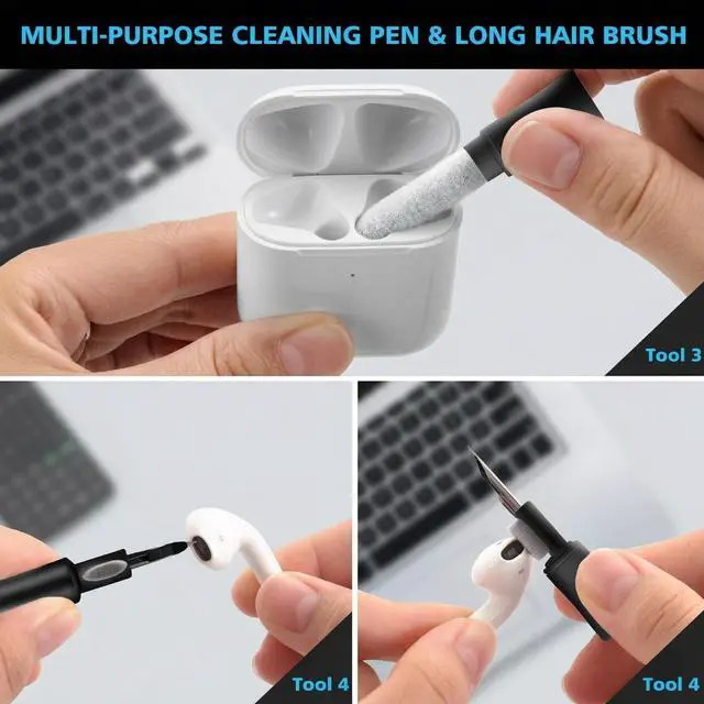 Alt view image 5 of 7 - Cleaner Kit for AirPod,Multi-Tool iPhone Cleaning Kit,Cell Phone Cleaning Repair & Recovery for iPhone & iPad(Type C)Charging Port,Lightning Cables&Connectors,Easy to Store & Carry Design,Black
