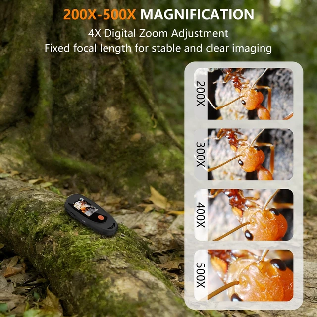 Alt view image 6 of 7 - Handheld Microscope, Pocket Digital Microscope, 500X | 8 adjustable 3-level LED lights, USB compatible with Windows & Mac OS for clear viewing, learning, and observation.
