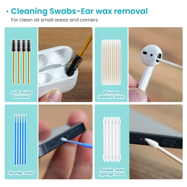Alt view image 5 of 7 - Airpods Cleaner Kit 221 Pcs Earbud Cleaning Putty Remove Ear Wax Phone Cleaning kit Cleaner Pen Brush Microfiber Cloth for Airpods Pro/1/2/3 Charging Case Headphones Camera Hearing Aids