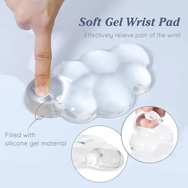 Alt view image 2 of 7 - Soft Clear Cloud Wrist Rest Cushion for Mouse Cool Silicone Gel Ergonomic Wrist Pain Relief Mouse Wrist Support Pad with Gel-Filled for Office School Home Laptop & Computer Mouse (Transparent)