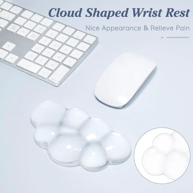 Alt view image 3 of 7 - Soft Clear Cloud Wrist Rest Cushion for Mouse Cool Silicone Gel Ergonomic Wrist Pain Relief Mouse Wrist Support Pad with Gel-Filled for Office School Home Laptop & Computer Mouse (Transparent)