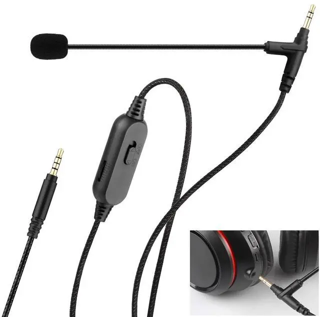 Main image of Boom Microphone Cable with Mute & Volume, 6.6FT 3.5mm Replacement Aux Mic Cord for Gaming Headsets Compatible with PS4/5, Xbox, PC, Controllers & Phones