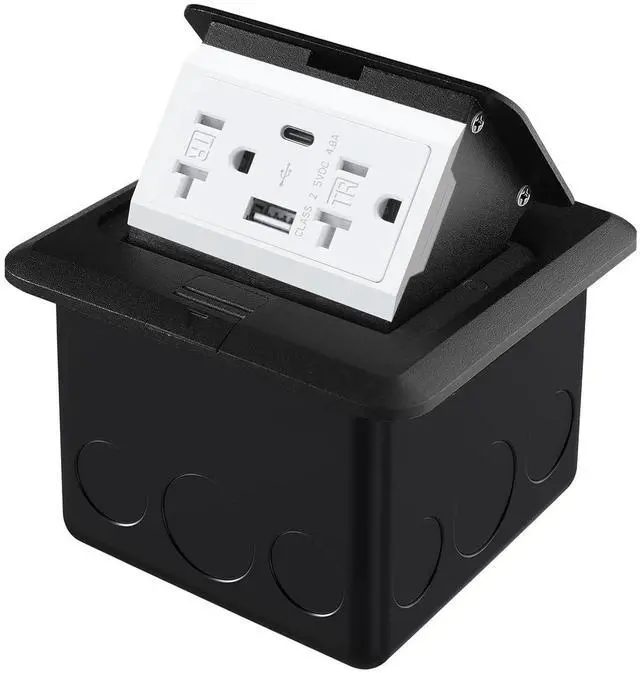 Main image of Floor Pop up Outlet for Kitchen countertop, Electrical Floor Box with 20Amp Socket USB Chargers 5V4.8A,Waterproof Stainless Steel Cover Recessed Outlet Box