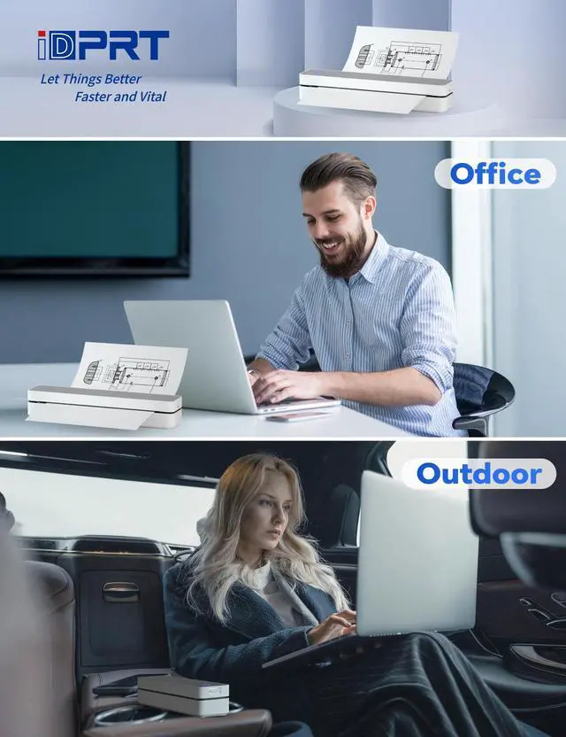 Alt view image 6 of 7 - MT610 Pro Portable Thermal Printer, 300DPI HD Mobile-Travel-Printers, Inkless-Wireless-Small-Printer for Home Use, Office, Vehicles, Bluetooth Printers Supports 8.5" x 11" US Letter&A4&A5, White