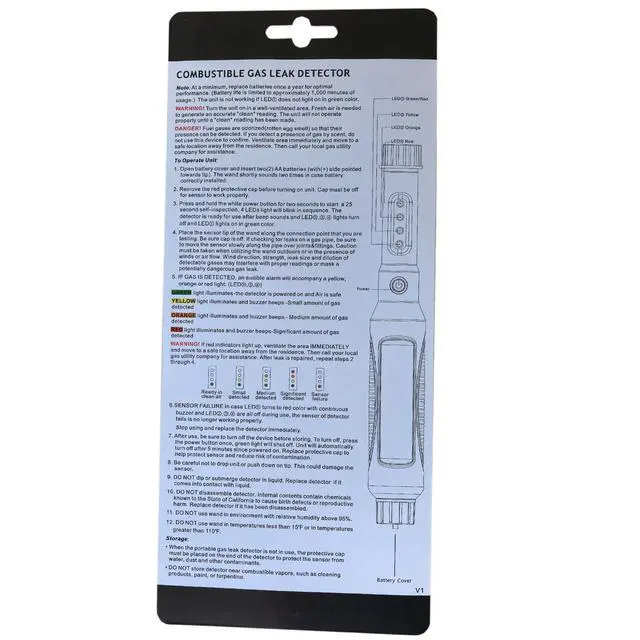 Alt view image 7 of 7 - Gas Leak Detector, Portable Natural Gas & Propane Sniffer Tester with Audible/Visual Alarm - Battery-Operated Combustible Leak Sources Detection for Home, RV Safety