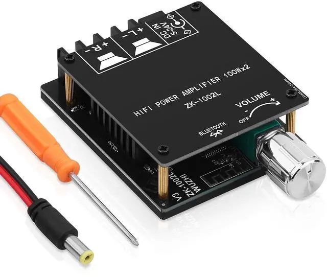 Main image of ZK-1002L 200W Audio Power Amplifier Board with Bluetooth and AUX Inputs, 2.0 Channel Stereo Mini Power Amplifier Receiver Module for Home DIY Speakers System, DC 5-24V