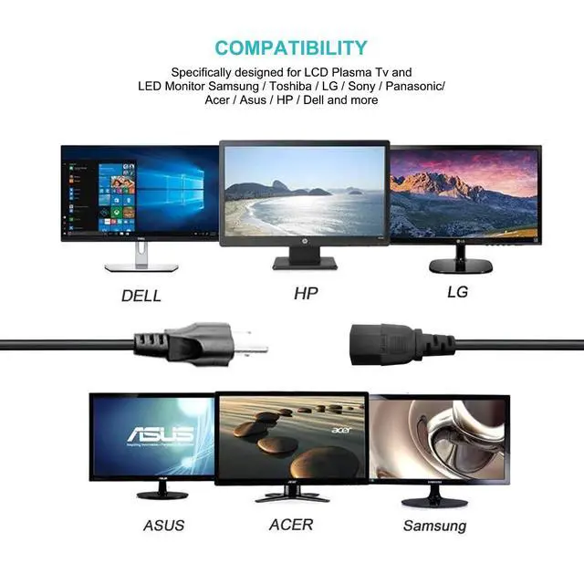 Alt view image 5 of 5 - 13.2Ft Universal 3 Prong AC Power Cord for Horizon Fitness Treadmills, Ellipticals, Superfit, BowFlex, Sole, Goplus, Optoma Projector, Amplifier Cable Replacement