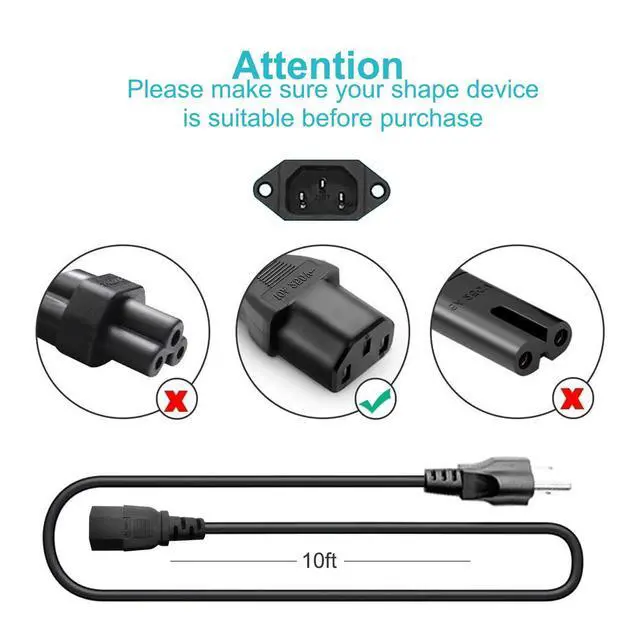 Alt view image 2 of 5 - 10Ft 3 Prong AC Power Cord TV Universal Treadmills Cable for Computer Monitor, Horizon Fitness Treadmills, Superfit, BowFlex, Sole E35 E55 F63 F80,Goplus, Walking Pad Treadmill Charger Replacement