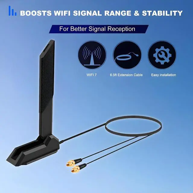 Alt view image 4 of 7 - WiFi 7 Gaming Motherboard Magnetic Base Antenna with Push-On Connector (NOT RP-SMA) for ASUS ROG Strix ASUS TUF/ROG Crosshair/Prime/ProArt Series WiFi 7 Gaming Motherboard