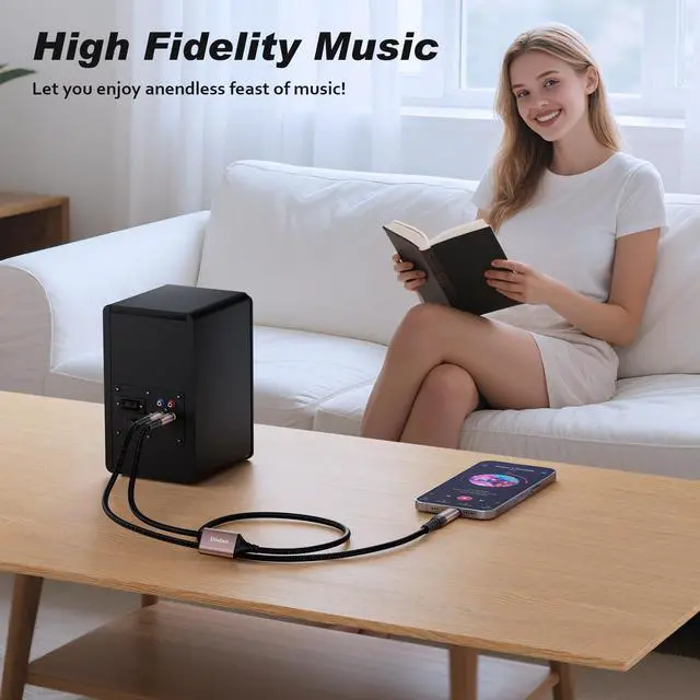 Alt view image 6 of 6 - USB C to RCA Audio Cable, Type C to Dual RCA/Phono Jack Stereo Y Splitter Cord Adapter for Smartphone, Tablet, Laptop Link Amplifier, Mixing Console Mixer, Speaker - 3.3Feet