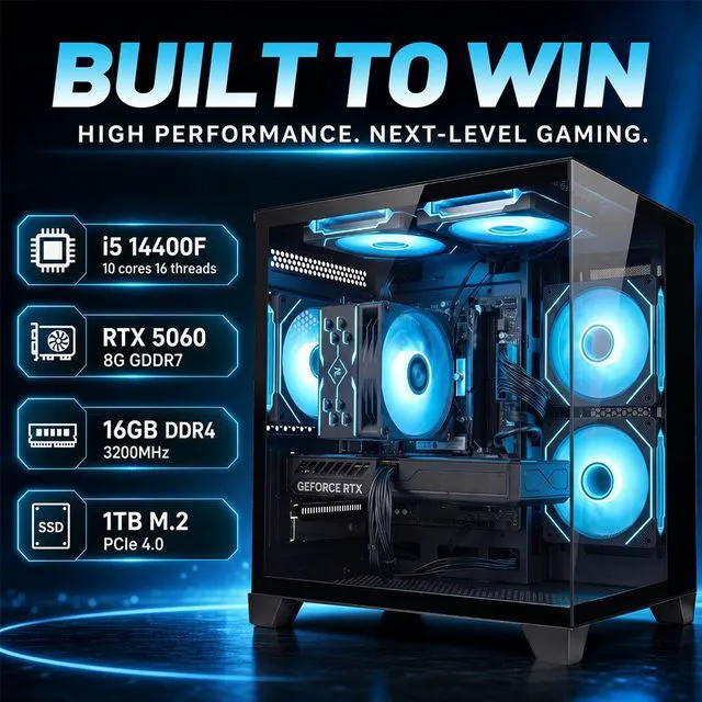 ZYNEEX GLO6 Gaming Desktop PC - Intel i5-14400F, RTX 5060 8GB