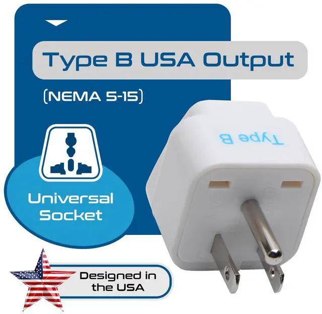 Alt view image 2 of 7 - Europe to US plug adapter, Type B USA Plug adapter compatible with plugs from Europe, India, and other countries - India to USA plug adapter is CE Certified & RoHS Compliant, White, 3 Pack