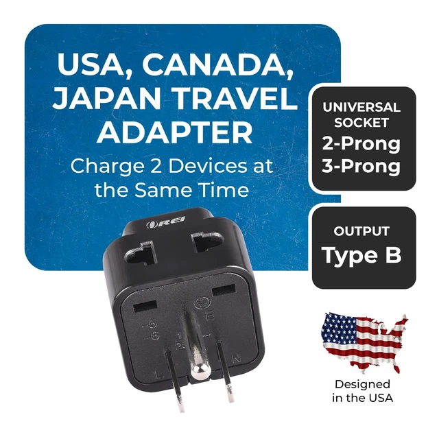 Alt view image 2 of 7 - Type B Plug Adapter 4 Pack Europe, UK & China to USA, Grounded | Europe to US Plug Adapter, UK to US Plug Adapter, Type B Adapter, Universal Socket, Grounded 4-Pack, DB5_4PK_BLK