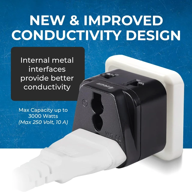 Alt view image 7 of 7 - Type B Plug Adapter 4 Pack Europe, UK & China to USA, Grounded | Europe to US Plug Adapter, UK to US Plug Adapter, Type B Adapter, Universal Socket, Grounded 4-Pack, DB5_4PK_BLK
