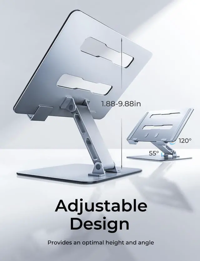 Alt view image 3 of 7 - Niweya Adjustable Ergonomic Laptop Stand for Desk, Foldable Computer Stand, Stable Aluminum Lectern Notebook Riser & Portable Laptop Holder Mount Compatible with 10-16" MacBook Pro/Air, Dell, HP