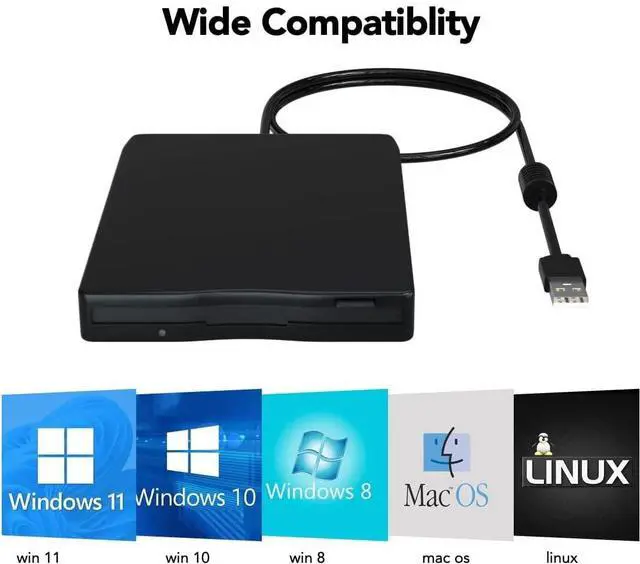 Alt view image 3 of 7 - Mobile Floppy Disk Player External USB FDD Floppy Disk Drive, High Speed Data Transfer, Low Power Consumption, Anti-Slip Design No Driver Required