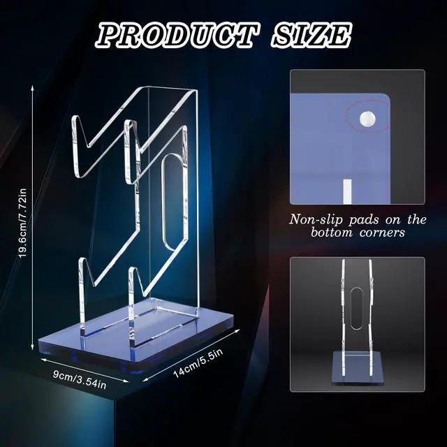 Alt view image 3 of 5 - Game Controller Holder - 2 Tier Universal Stand with Headphone Holder, Navy Acrylic Display for Nintendo Switch, Xbox, PS5, PS4, Desk Mount