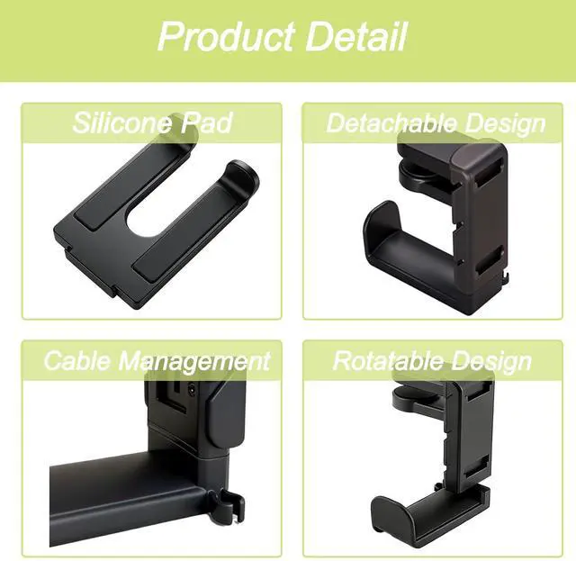 Alt view image 3 of 5 - Controller Holder & Headphone Stand,3-in-1 Rotatable Under Desk Hook Compatible with PS5/Xbox,Dual Game Controller Stand & Headset Hanger, Gaming Desk Organizer (Black)