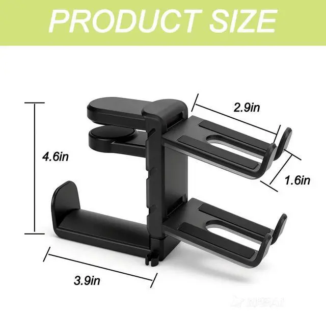 Alt view image 2 of 5 - Controller Holder & Headphone Stand,3-in-1 Rotatable Under Desk Hook Compatible with PS5/Xbox,Dual Game Controller Stand & Headset Hanger, Gaming Desk Organizer (Black)