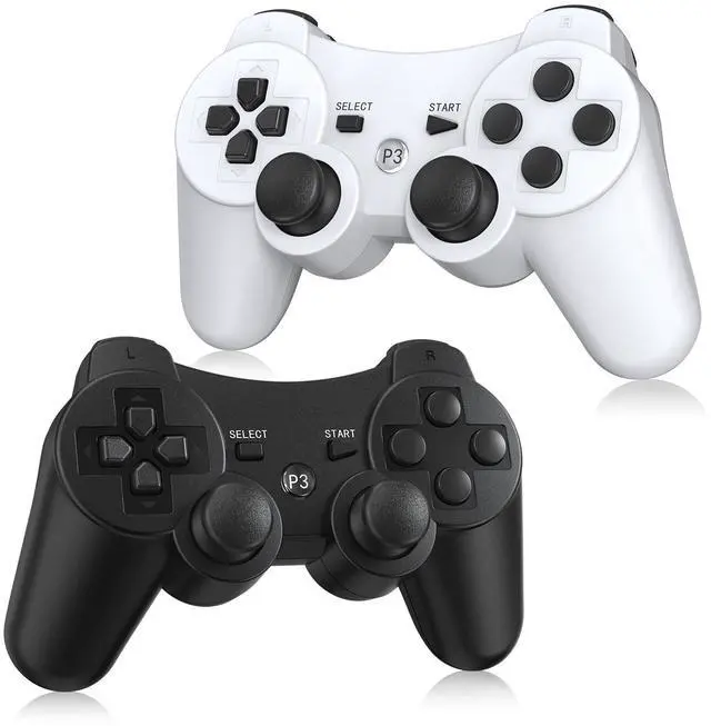 Main image of 2 Pack Wireless Controller for PS3, Compatible with Playstation 3, with 2 Charging Cables (Black & White)